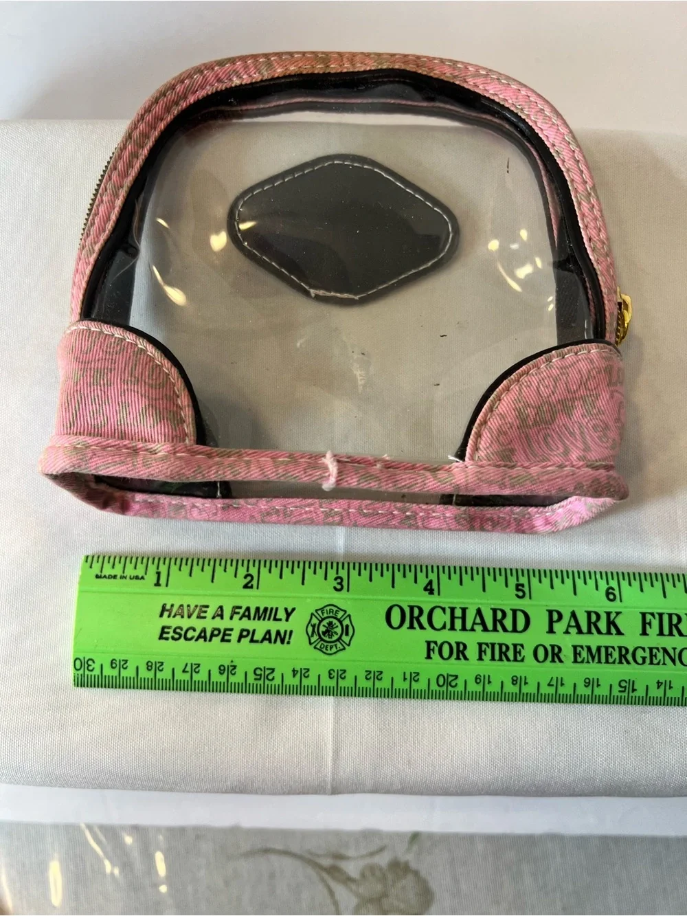 Victoria's Secret Clear Cosmetic Pouch with Pink Trim and Black Accents